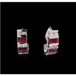 1.50ctw Ruby and Diamond Earrings - 14KT White Gold