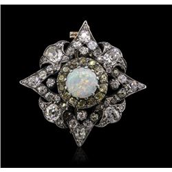 14KT Two-Tone Gold 1.87ct Opal and Diamond Brooch