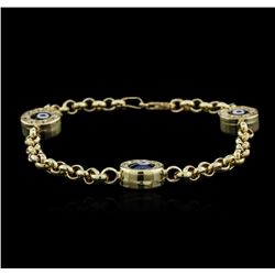 14KT Yellow Gold 0.30ctw Diamond Evil Eye Bracelet