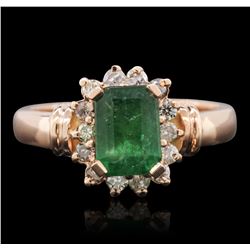 14KT Rose Gold 1.51ct Emerald and Diamond Ring