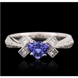 14KT White Gold 0.78ct Tanzanite and Diamond Ring