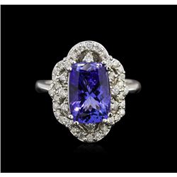 3.67ct Tanzanite and Diamond Ring - 14KT White Gold