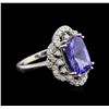 Image 2 : 3.67ct Tanzanite and Diamond Ring - 14KT White Gold