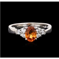 14KT White Gold 1.09ct Spessartite and Diamond Ring