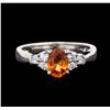 Image 1 : 14KT White Gold 1.09ct Spessartite and Diamond Ring