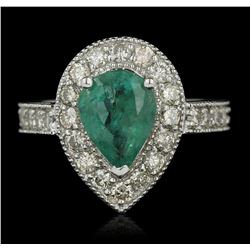 14KT White Gold 1.74ct Emerald and Diamond Ring