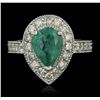 Image 1 : 14KT White Gold 1.74ct Emerald and Diamond Ring