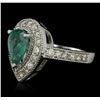 Image 2 : 14KT White Gold 1.74ct Emerald and Diamond Ring