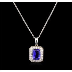 2.50ct Tanzanite and Diamond Pendant With Chain - 14KT White Gold