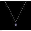 Image 1 : 2.30ct Tanzanite and Diamond Pendant With Chain - 14KT White Gold