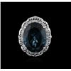 Image 1 : 14KT White Gold 20.83ct Topaz and Diamond Ring