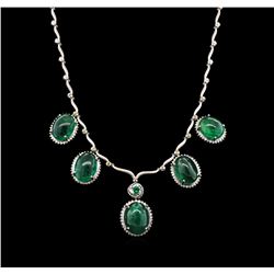 93.30ctw Emerald, Tsavorite, Sapphire and Diamond Necklace - 18KT White Gold