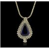 Image 1 : 14KT Yellow Gold 23.05ct GIA Certified Tanzanite and Diamond Necklace
