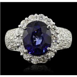 14KT White Gold 4.79ct Sapphire and Diamond Ring