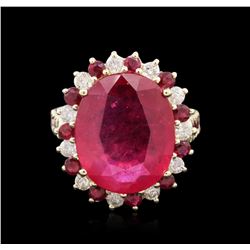 14KT Yellow Gold 13.48ctw Ruby and Diamond Ring