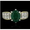 Image 1 : 18KT Yellow Gold 1.88ct Emerald and Diamond Ring