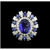 Image 1 : 14KT White Gold 4.17ct Tanzanite, Sapphire and Diamond Ring