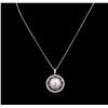 Image 1 : Pearl, Pink Sapphire and Diamond Pendant With Chain - 14KT White Gold