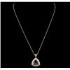 Image 1 : 14KT Yellow Gold 6.47ct Tanzanite and Diamond Pendant With Chain