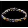 Image 1 : 21.00ctw Multi Color Sapphire Bracelet - 14KT White Gold