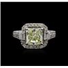 Image 1 : 18KT White Gold 3.05ctw Fancy Yellow Diamond Ring