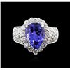 Image 1 : 14KT White Gold 4.32ct Tanzanite and Diamond Ring