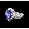 Image 2 : 14KT White Gold 4.32ct Tanzanite and Diamond Ring