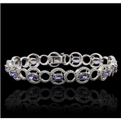 14KT Two-Tone Gold 5.07ctw Tanzanite and Diamond Bracelet