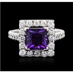 14KT White Gold 2.00ct Amethyst and Diamond Ring