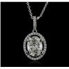 Image 1 : 18KT White Gold 1.37ctw Diamond Pendant With Chain