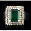 Image 1 : 14KT White Gold 4.14ct Emerald and Diamond Ring