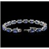 Image 3 : 32.64ctw Blue Sapphire and Diamond Bracelet - 14KT White Gold