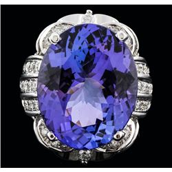 14KT White Gold 30.15ct Tanzanite and Diamond Ring