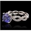 Image 2 : 18KT White Gold 2.98ct Tanzanite and Diamond Ring