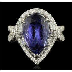 14KT White Gold 7.14ct Tanzanite and Diamond Ring