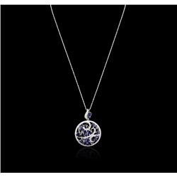 14KT White Gold 10.17ctw Sapphire and Diamond Pendant With Chain