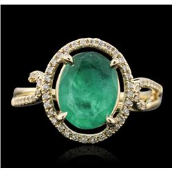 14KT Yellow Gold 1.72ct Emerald and Diamond Ring