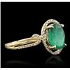 Image 2 : 14KT Yellow Gold 1.72ct Emerald and Diamond Ring