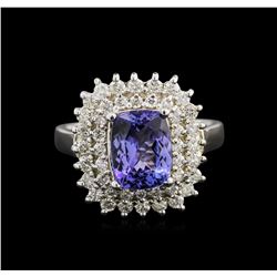 2.05ct Tanzanite and Diamond Ring - 14KT White Gold
