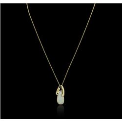 14KT Yellow Gold 2.31ct Opal and Diamond Pendant With Chain