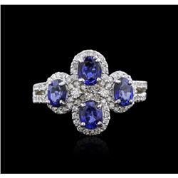 14KT White Gold 1.90ctw Sapphire and Diamond Ring