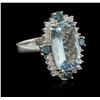 Image 2 : 5.23ct Aquamarine and Diamond Ring - 14KT White Gold