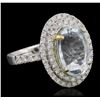 Image 2 : 14KT Two-Tone Gold 5.13ct Aquamarine and Diamond Ring