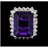 14KT White Gold 11.22ct Amethyst and Diamond Ring