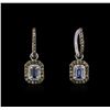 Image 1 : 14KT White Gold 0.58ctw Sapphire and Diamond Earrings