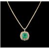 Image 1 : 18KT Two-Tone Gold GIA Certified 36.24ct Emerald and Diamond Pendant With Chain