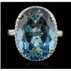 Image 1 : 14KT White Gold 14.83ct Topaz and Diamond Ring