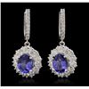 Image 1 : 14KT White Gold 4.36ctw Tanzanite and Diamond Earrings