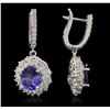 Image 2 : 14KT White Gold 4.36ctw Tanzanite and Diamond Earrings