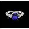 Image 1 : 14KT White Gold 1.28ct Tanzanite and Diamond Ring